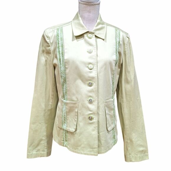 St. John Sport Women's Lime Green Button Up Jacket Size M - Picture 1 of 12